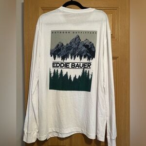Eddie Bauer White Graphic Long Sleeve Mountain Tee